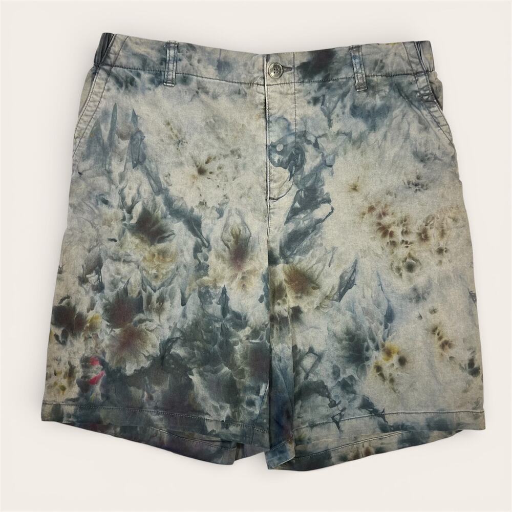 Custom Tie Dye Men's OG Chino Shorts Large Blue Gray Brown Ice Dye Festival